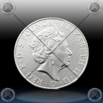 2oz V. BRITANIJA 5 Pounds 2017 "Red Dragon of Wales" UNC